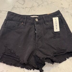PacSun Charcoal Black Distressed Jean Shorts